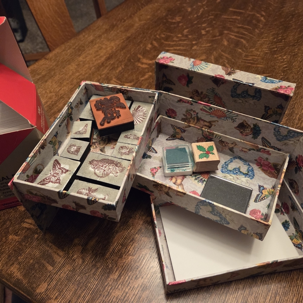 Decorative Stamp Set w/ Floral/Angels/Butterfly Box + Bonus Stamp Sets x 2